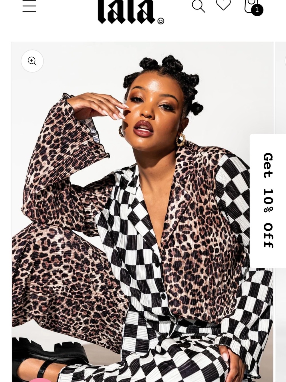 Dressed in LALA Mixed Leopard & Black-White Checker Jumpsuit